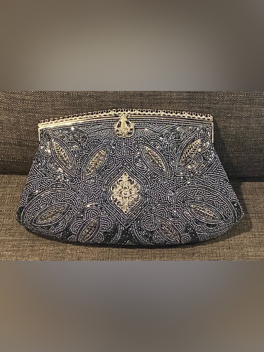 Embellished Navy Beaded Evening Clutch- Rehab - Project bag